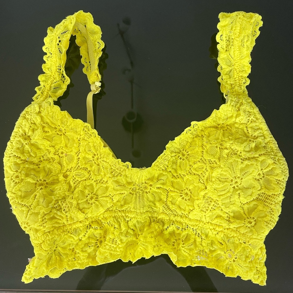 Aerie Yellow Bralette Lace Small